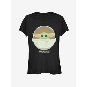 Star Wars Mandalorian Child Baby Yoda Grogu Black T-Shirt Girls LARGE NWT